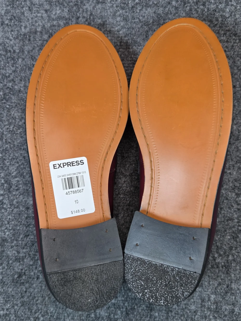 Express Men's Burgundy Leather Penny Loafers Shoes